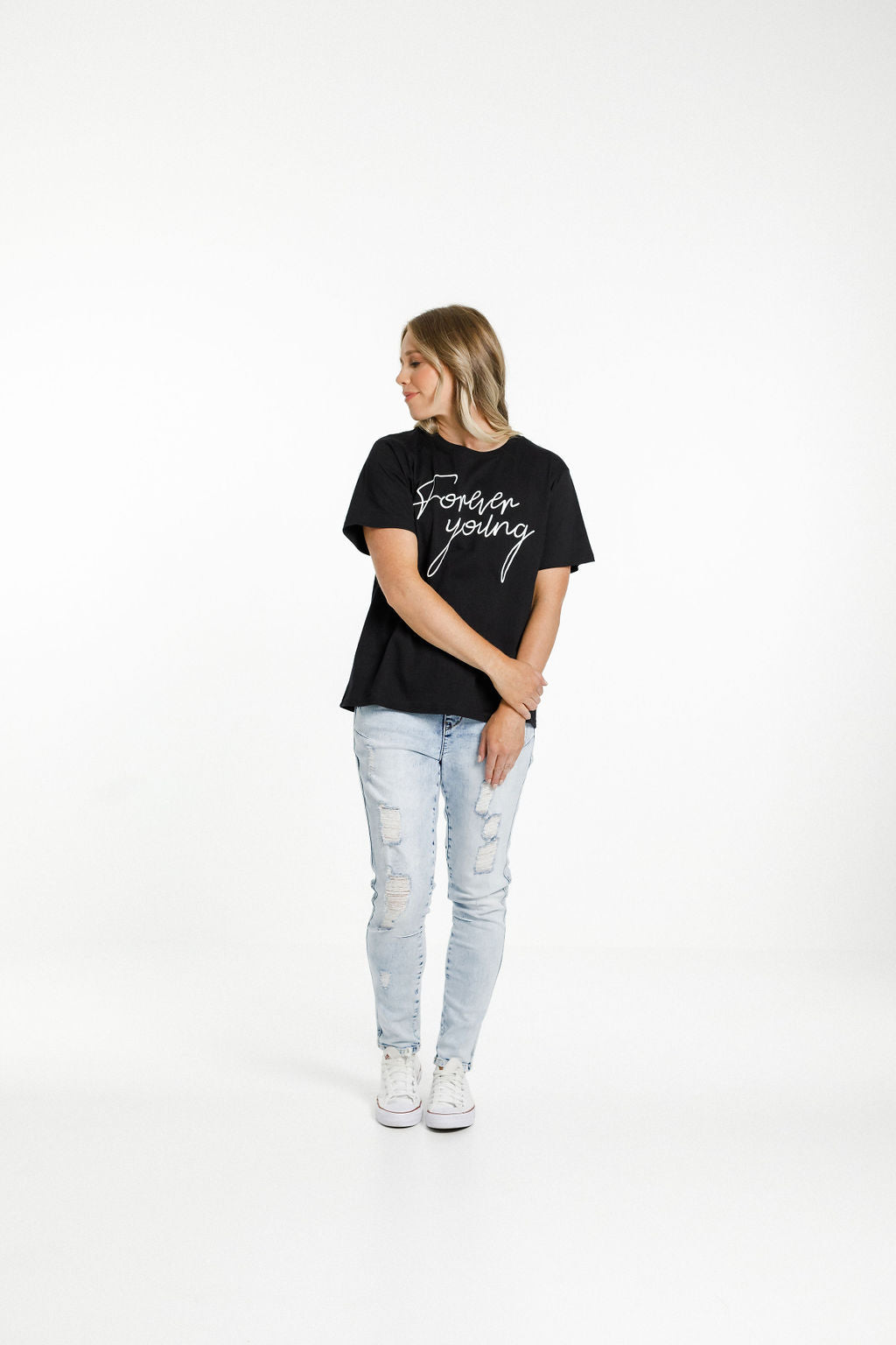 Chris Tee - Sale - Black with White Forever Young