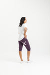 3/4 Apartment Pants - Plum with Pastel Pink X
