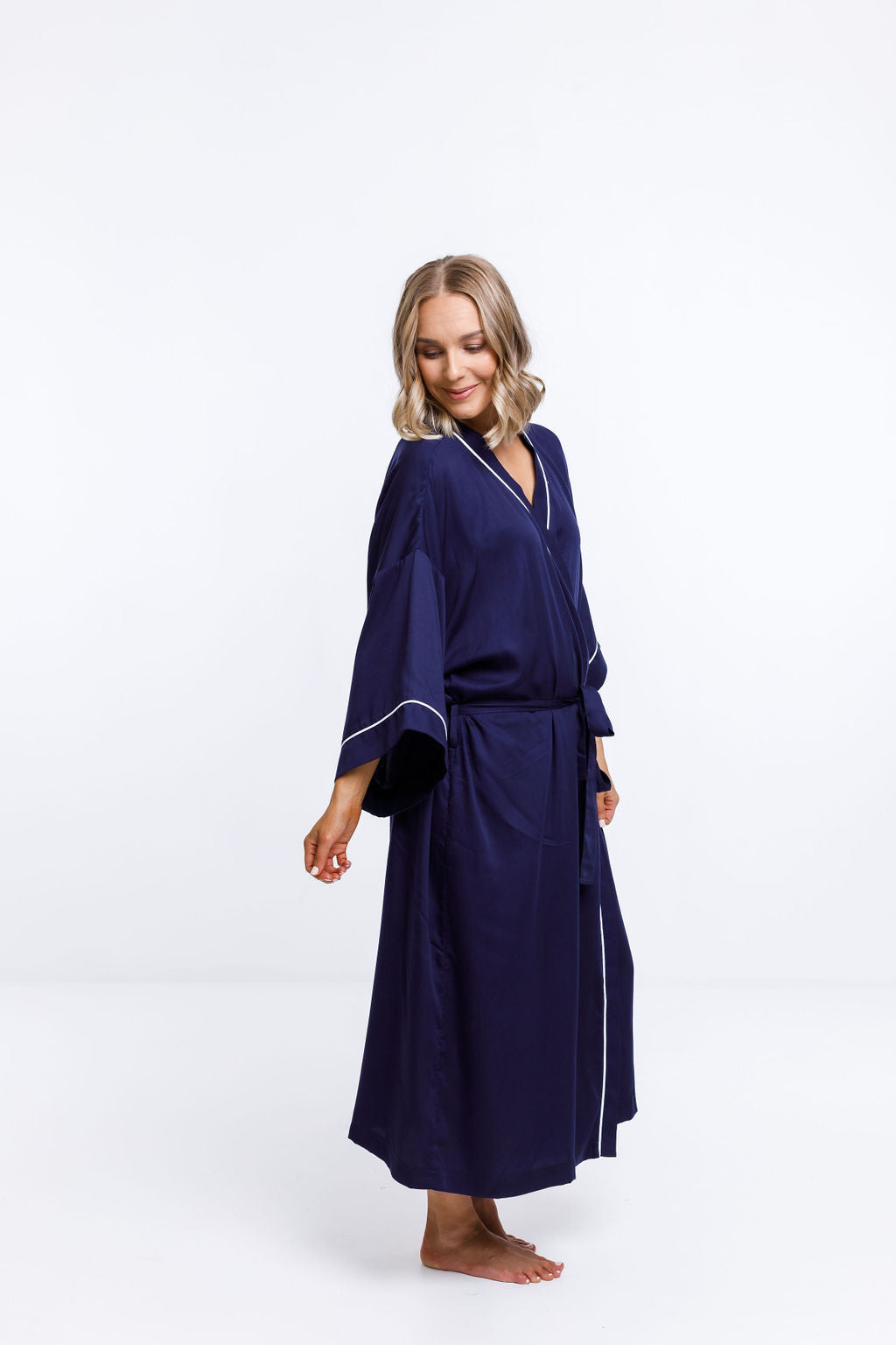 Royale Robe - Ink Blue with White Trim