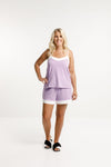Singlet Top - Violet with White Trim