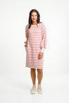 Laylah Dress - Winter Weight - Sale - Peach & Tandoori Stripe