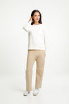 Avenue Pants - Winter Weight - Sale - Coffee Cream with Embroidered X