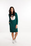 Long Sleeve Taylor Dress - Sale - Emerald Green with Cut Circle Print