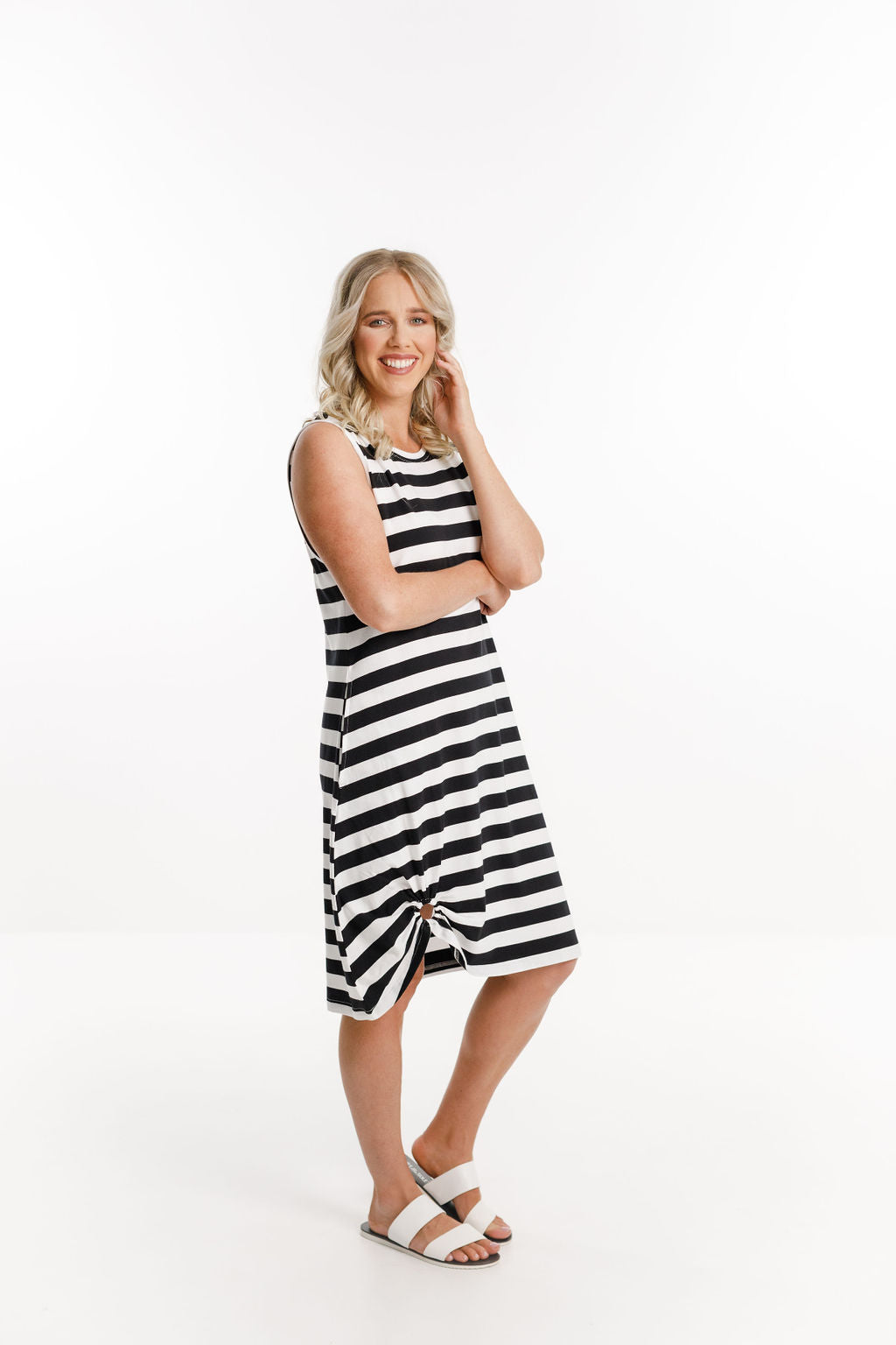 Jane Singlet Dress - Sale - Black and White Stripes